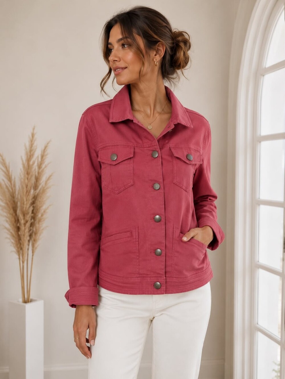 Chic Pink Jean Jacket for Women